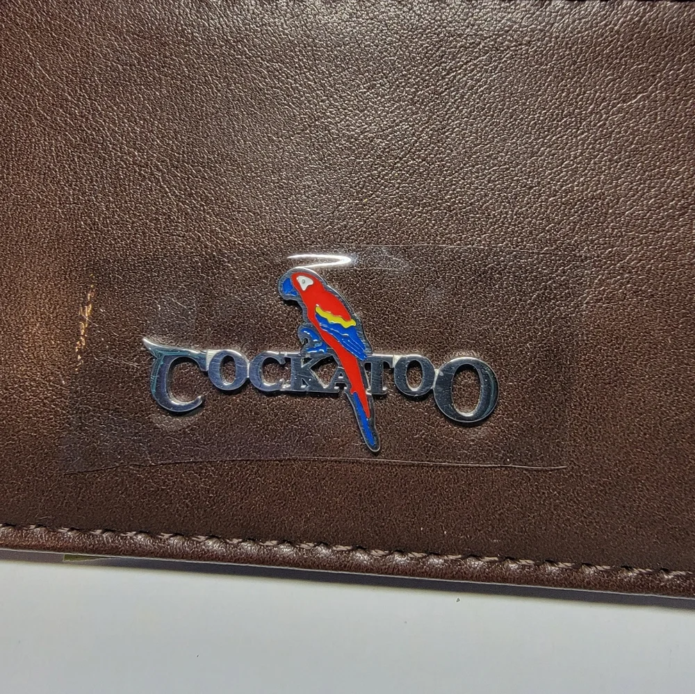 Cockatoo Leather Card Holder RFID Brown - NIB